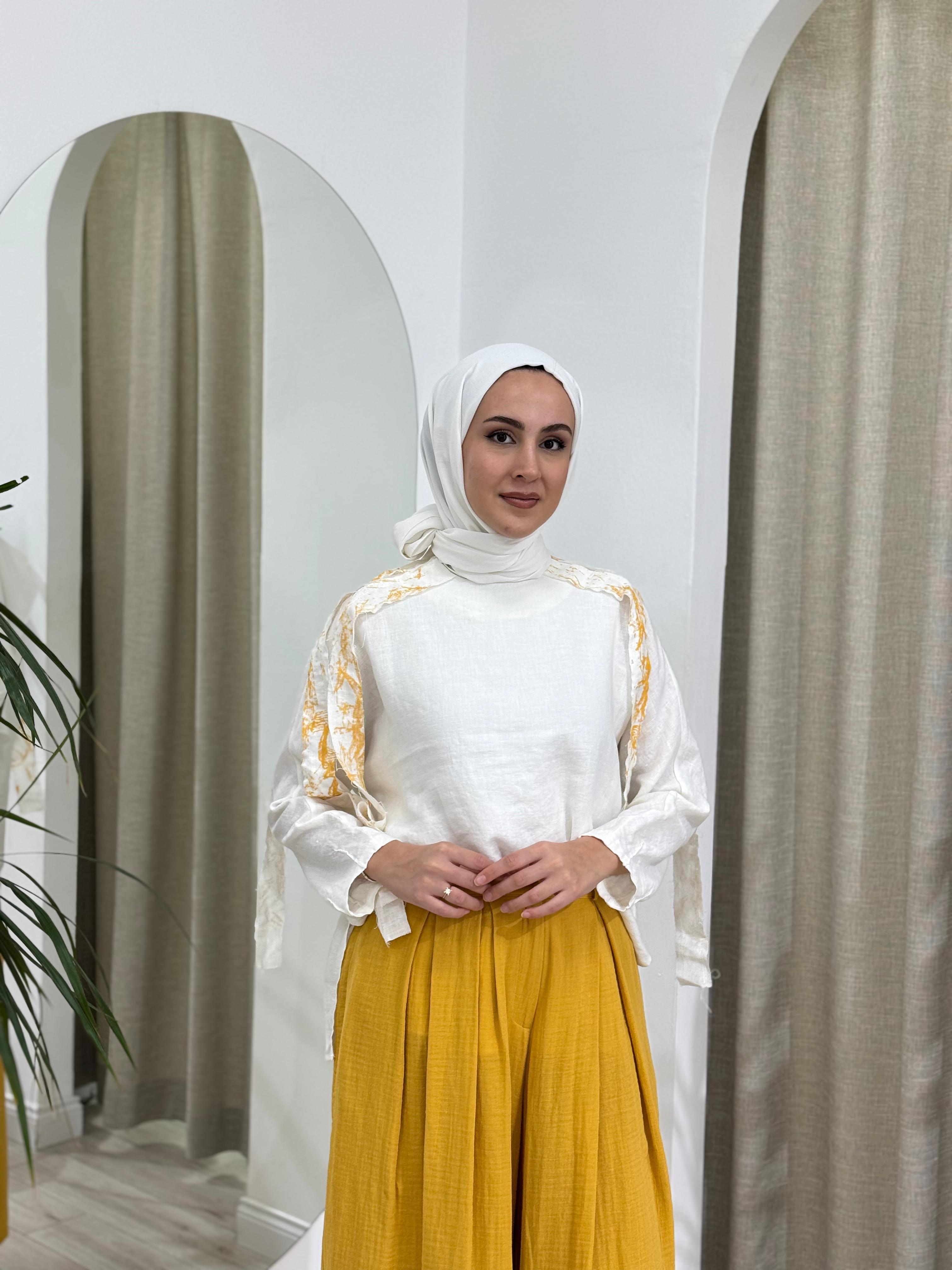 QOOQ Sahra Bluz Sarı 25ss227