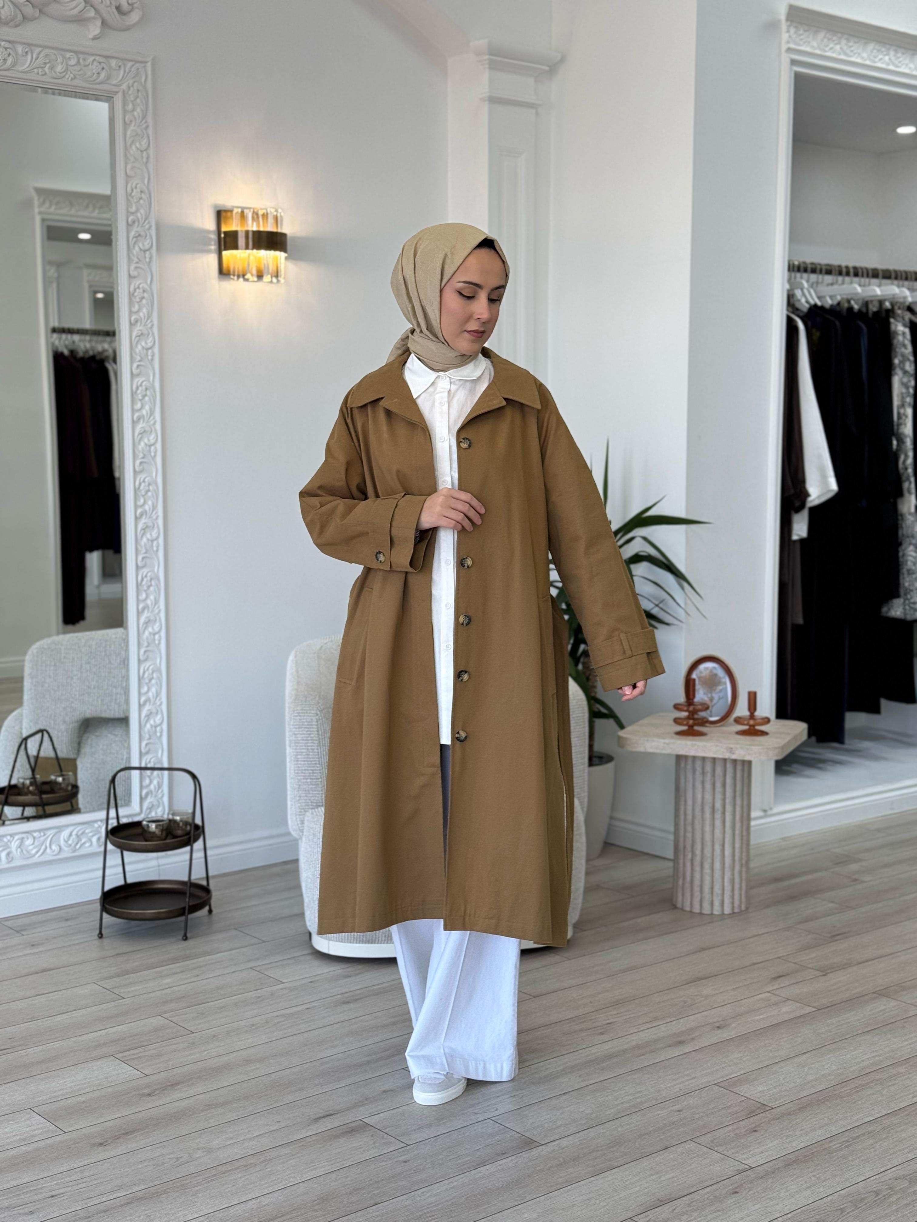 QOOQ Sam Trençkot Taba 24ss633