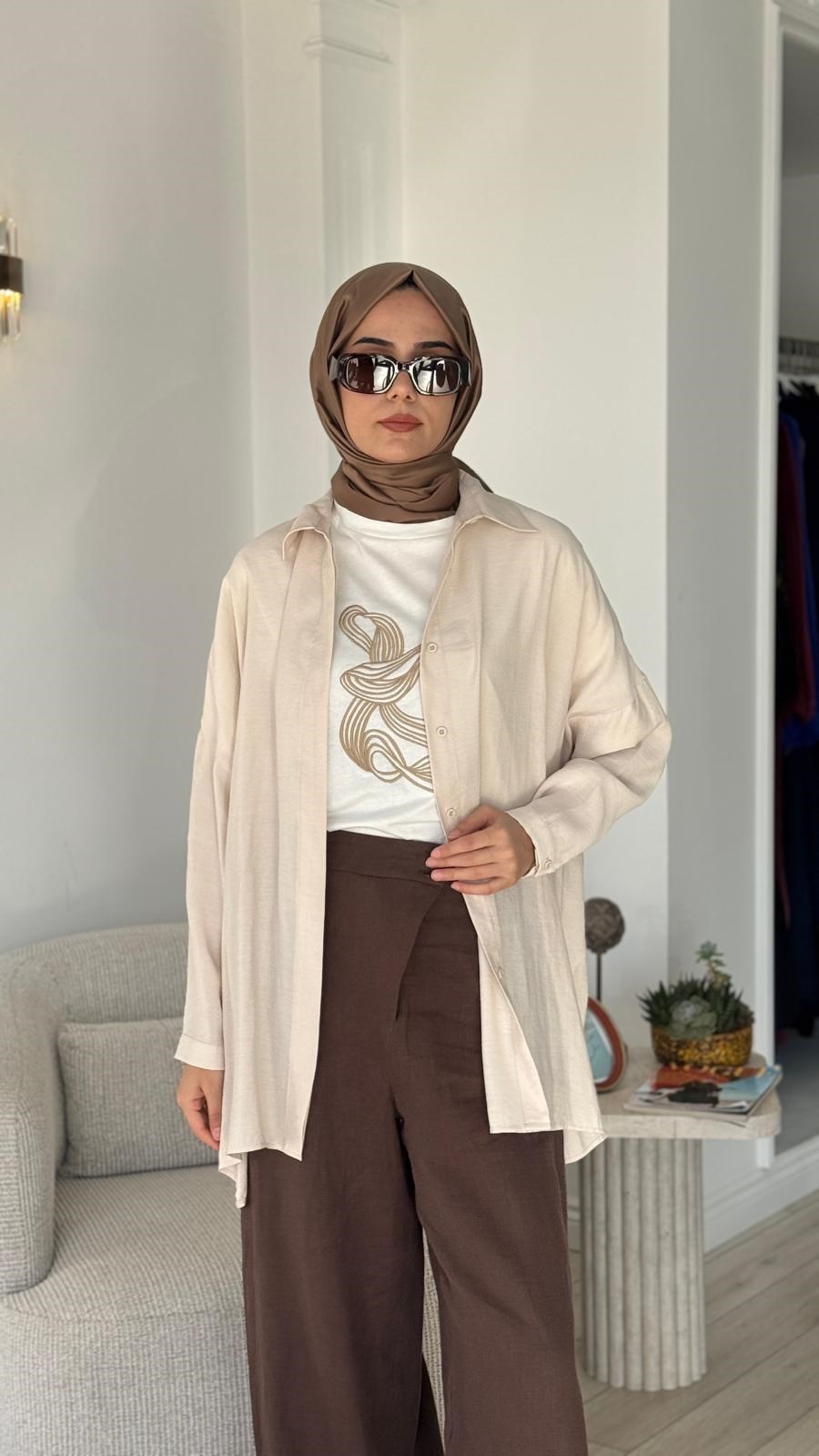QOOQ Yarasa Kol Gömlek 26ss233