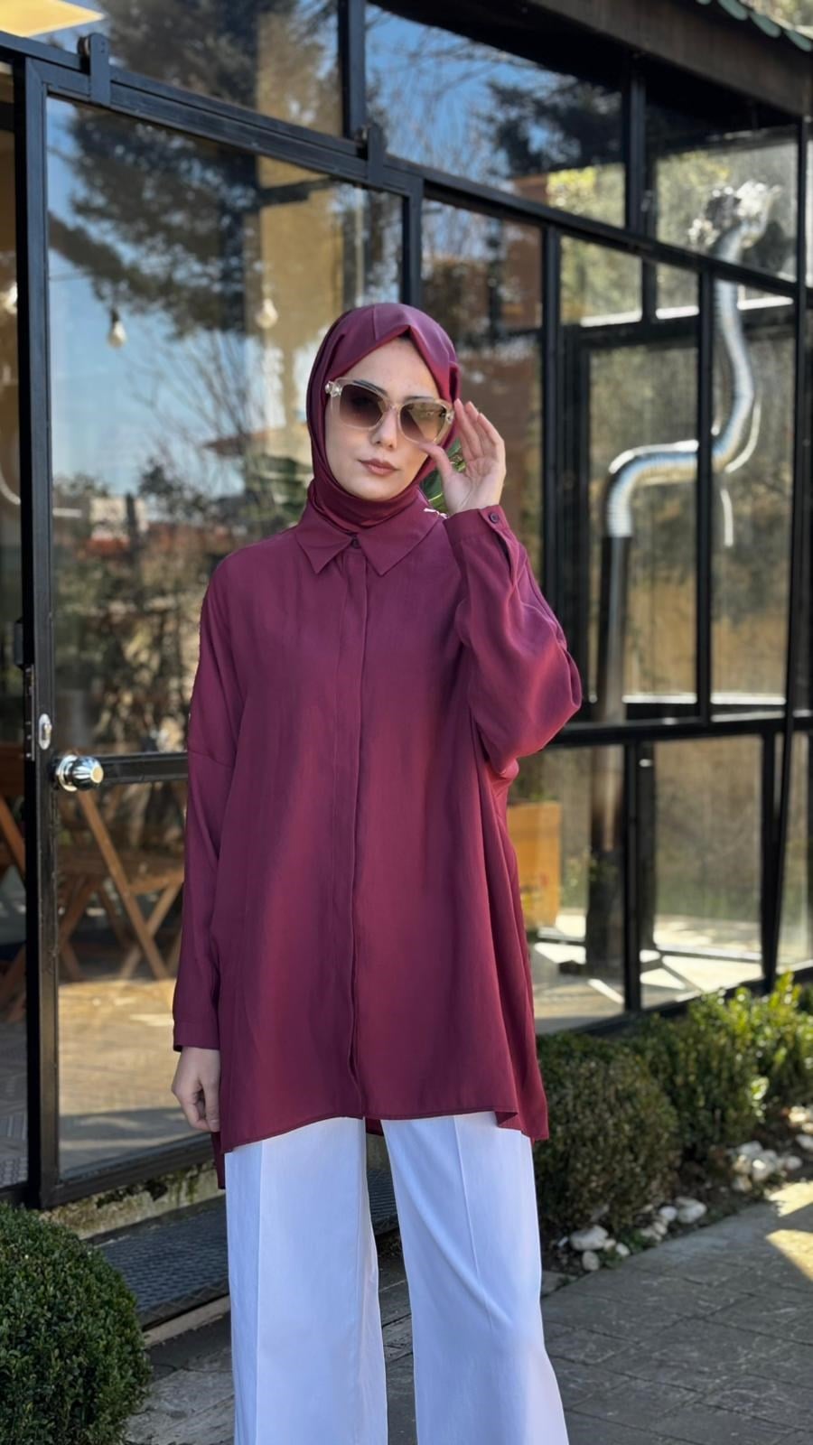 QOOQ Yarasa Kol Gömlek 26ss233