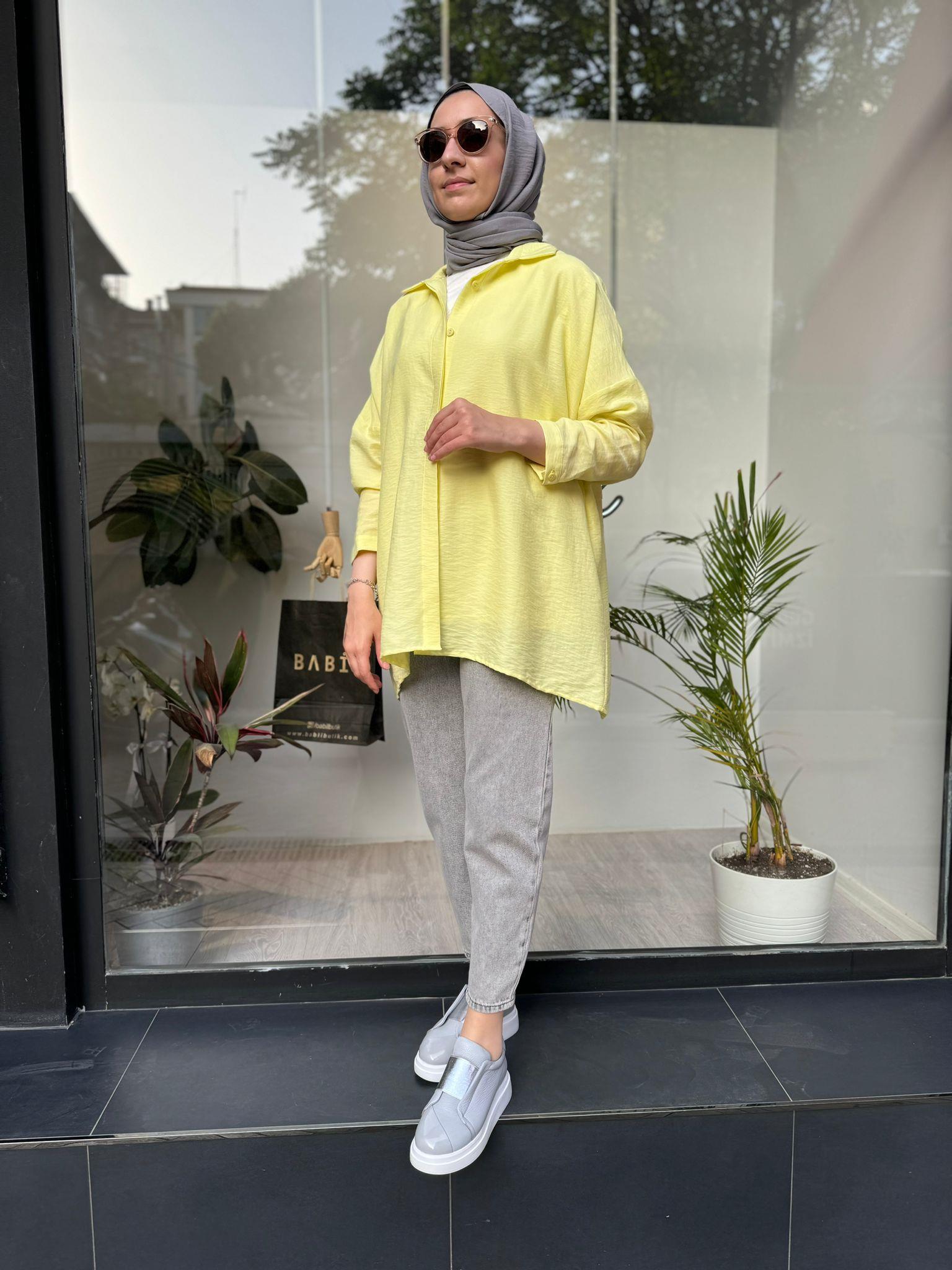 QOOQ Yarasa Kol Gömlek Limon 24ss270
