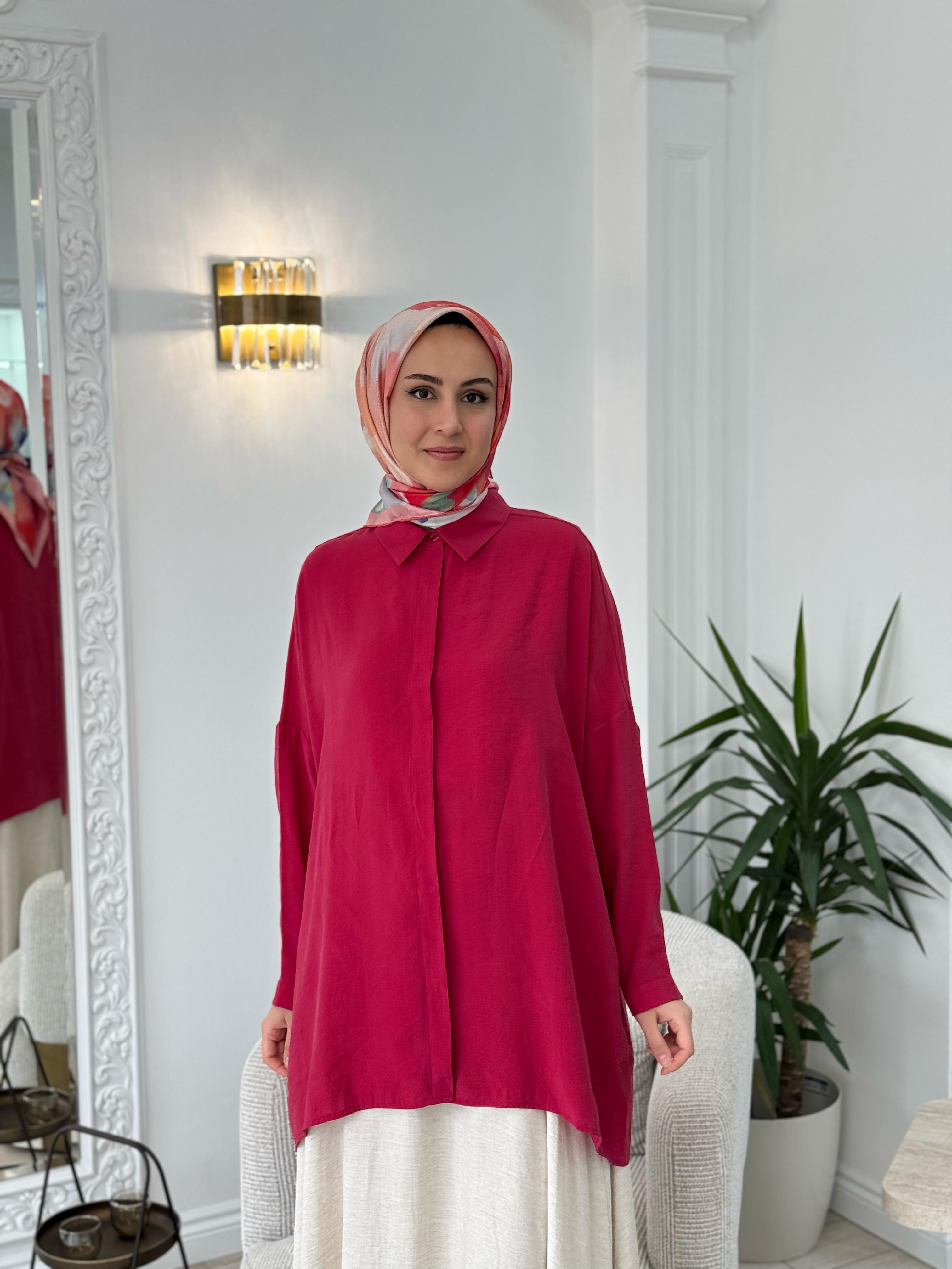 QOOQ Yarasa Kol Gömlek Nar Çiçeği 25ss231