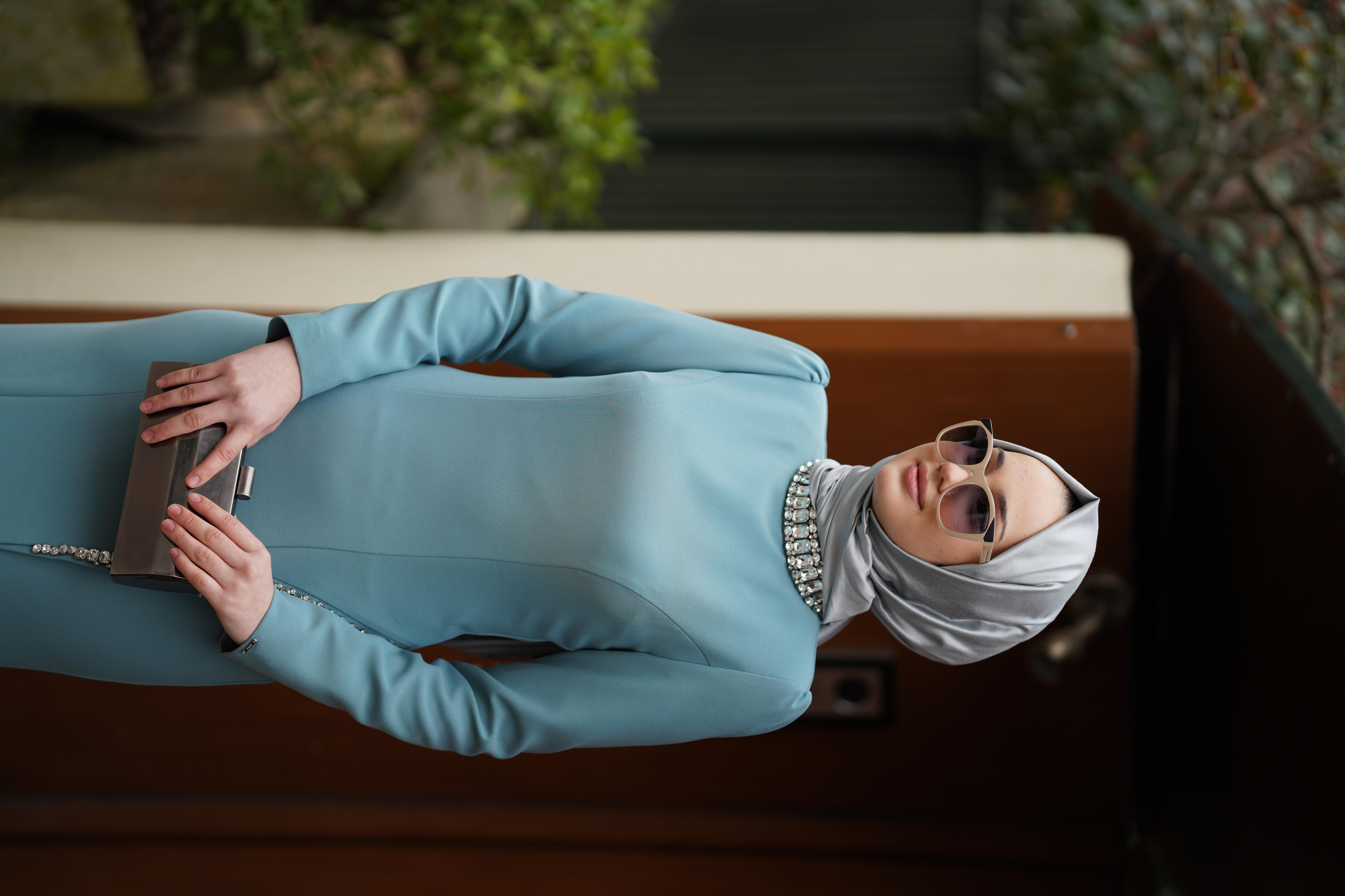 Senna Adel Taşlı Abiye Elbise Yeşil 240033