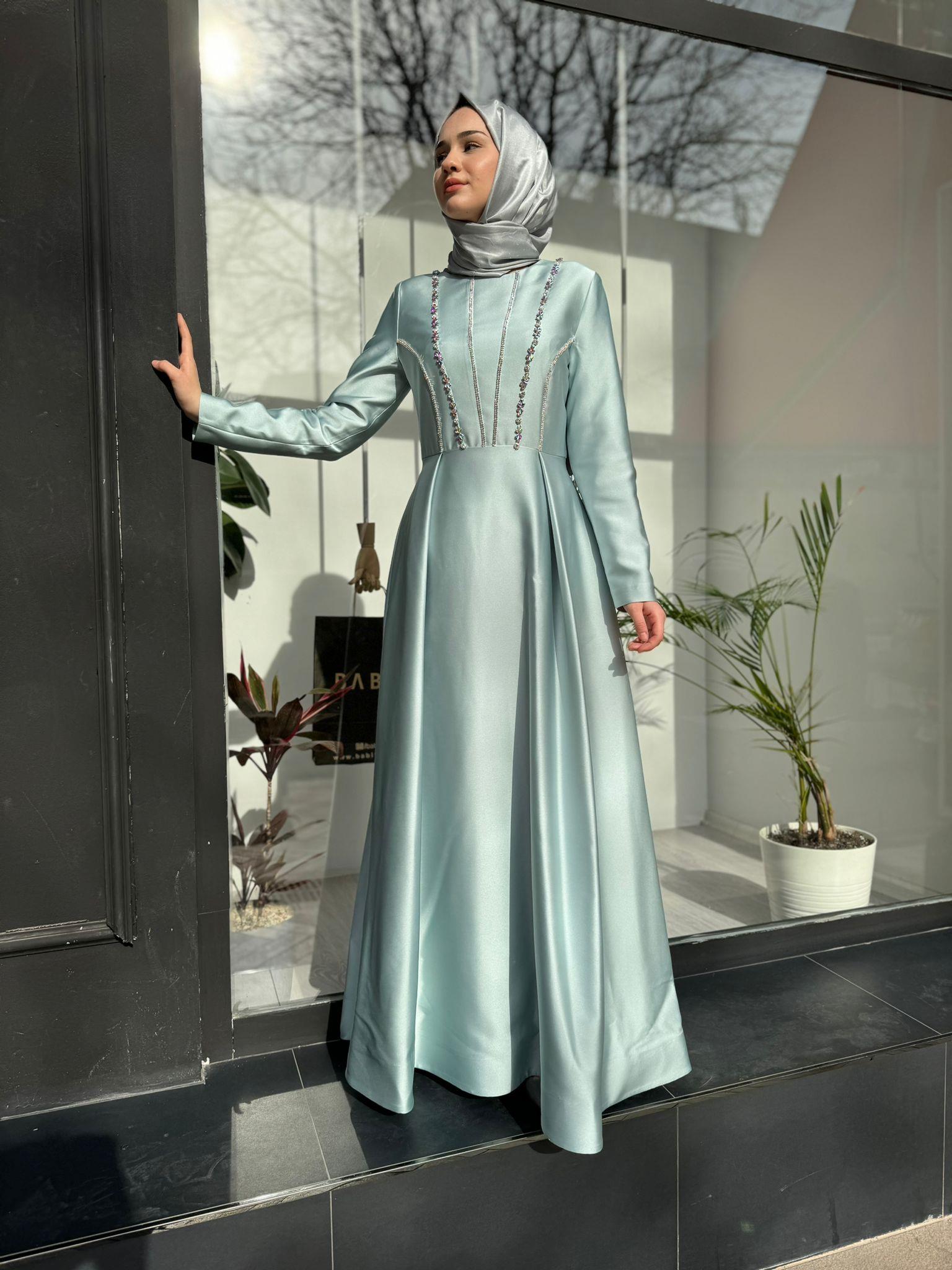 Senna Shine Dress Su Yeşili sd241041030083
