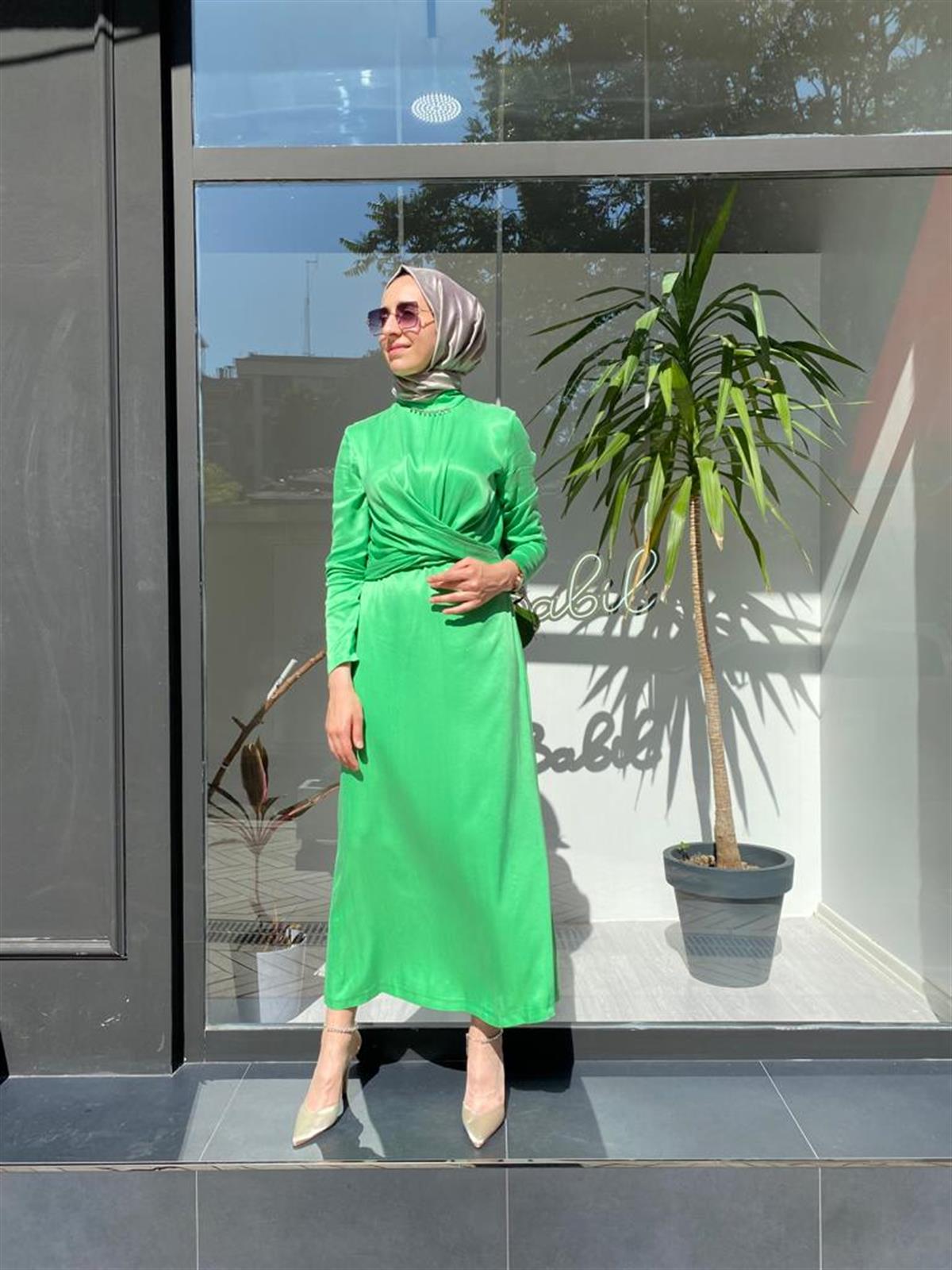 Senna Yeşil Inpeza Abaya 3053S23