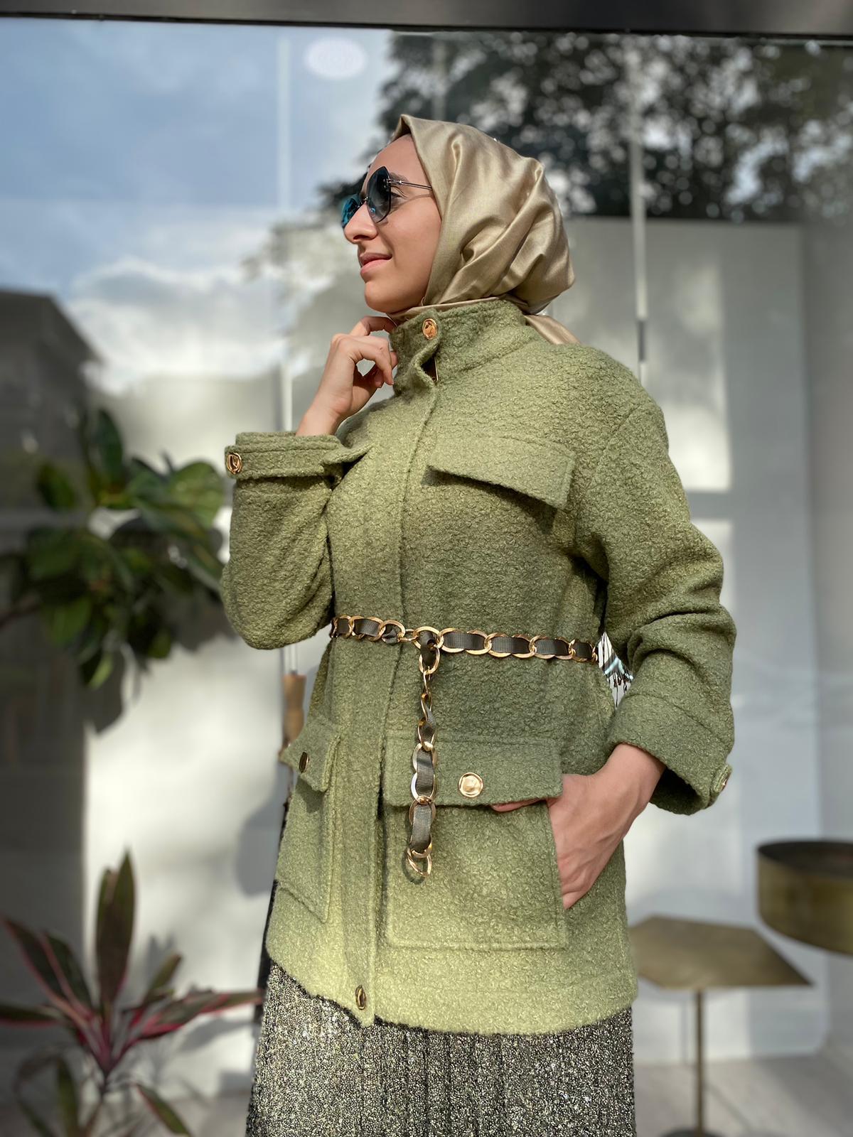 Venöve Chain Ceket Haki 24FWCEK0026