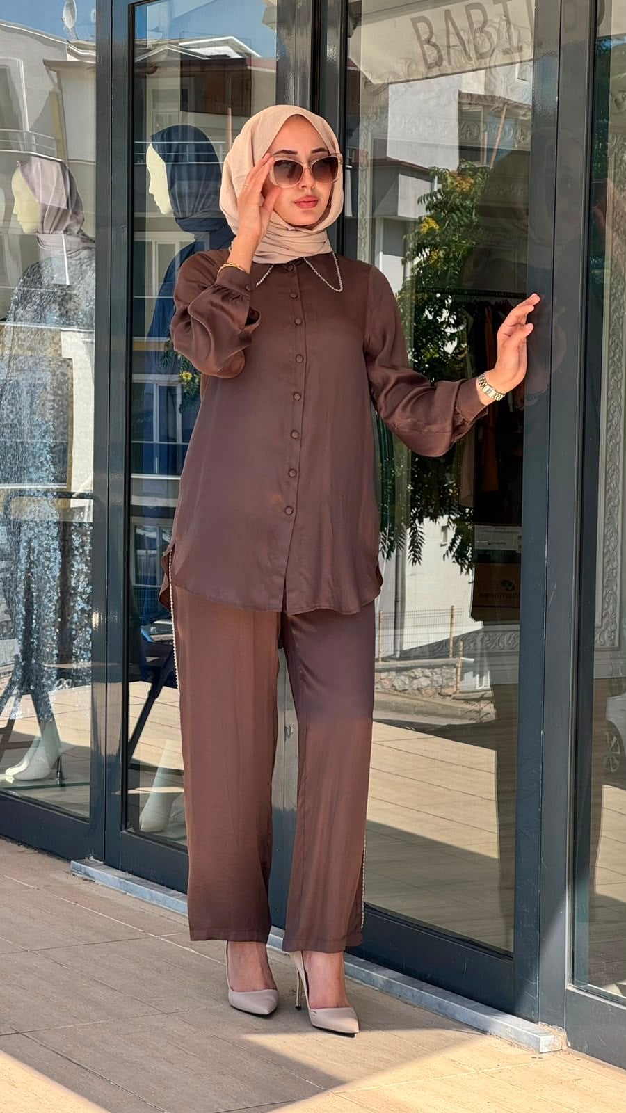 Zems İşleme Boncuklu Detaylı Pantolonlu Takım 2t063
