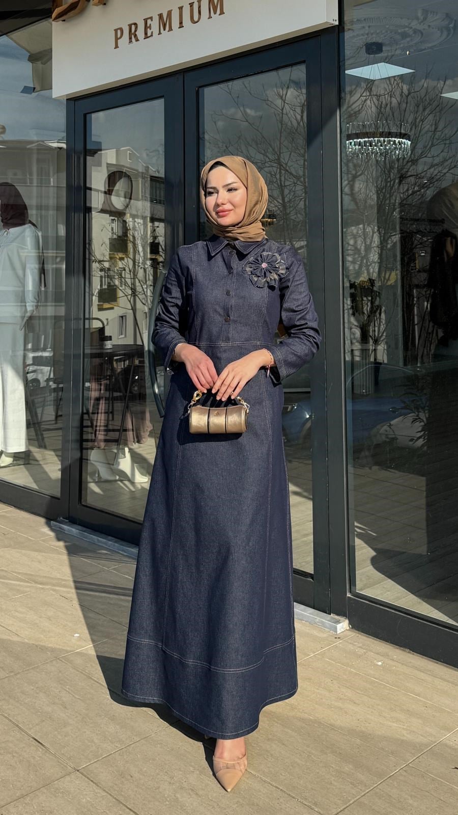 Zems Kot Denim Elbise 2861