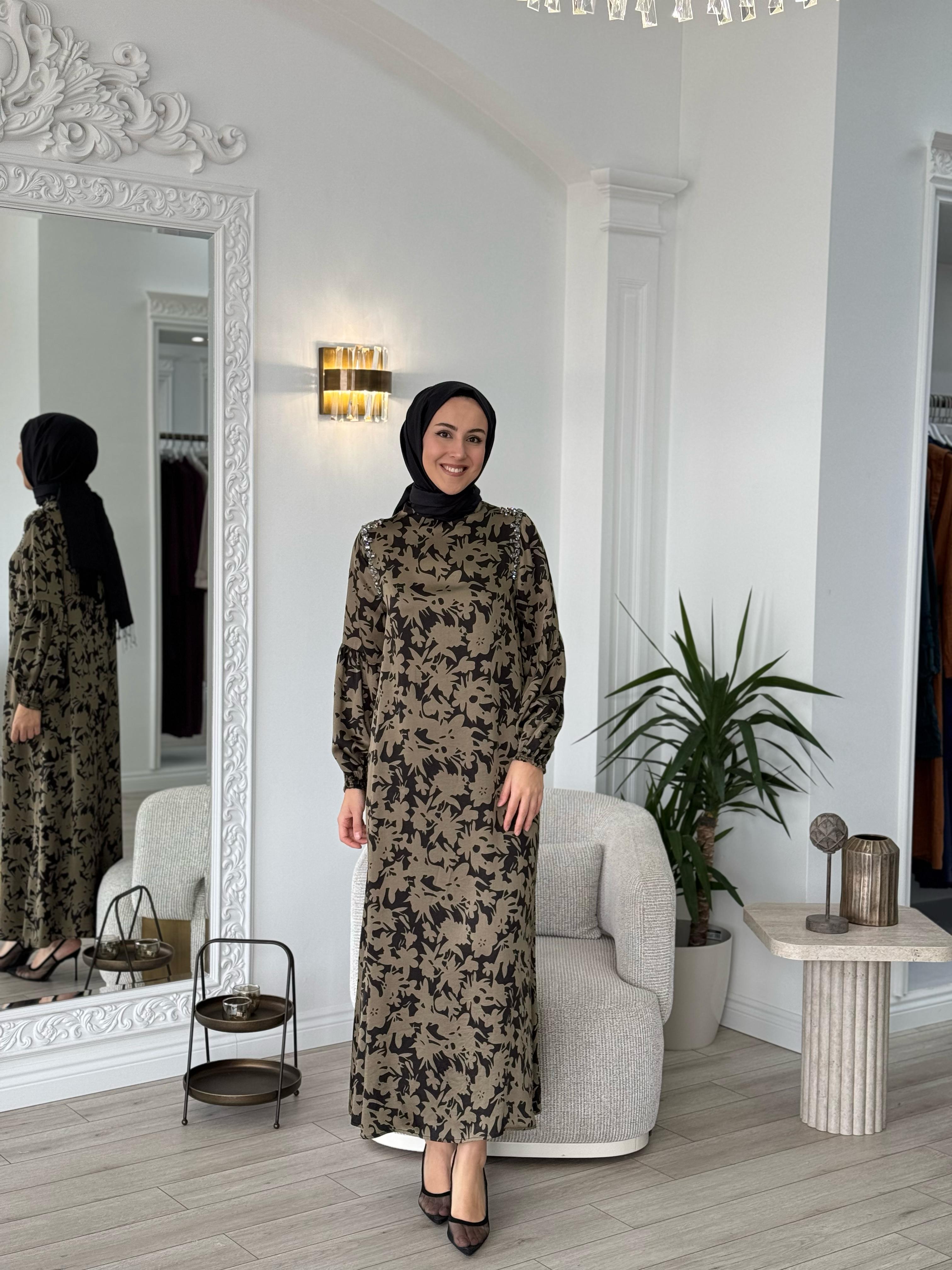 Zems Omzu Taşlı Elbise 2656