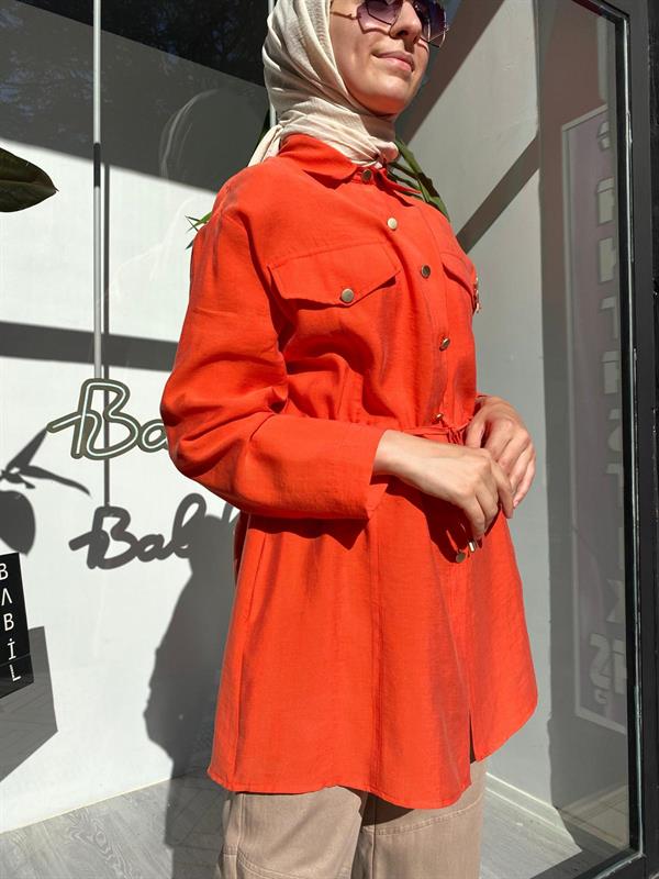 T Triko Safari Tencel Gomlek Oranj 1618 Babilbutik
