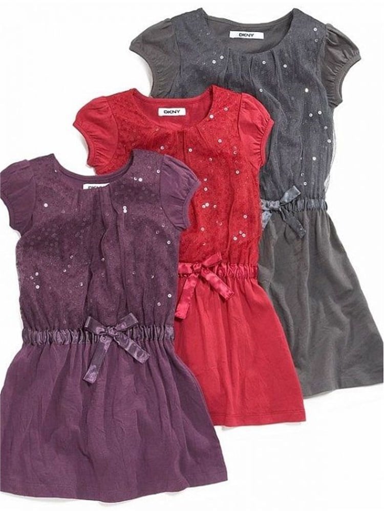 DKNY Red Ribbon Gri Elbise