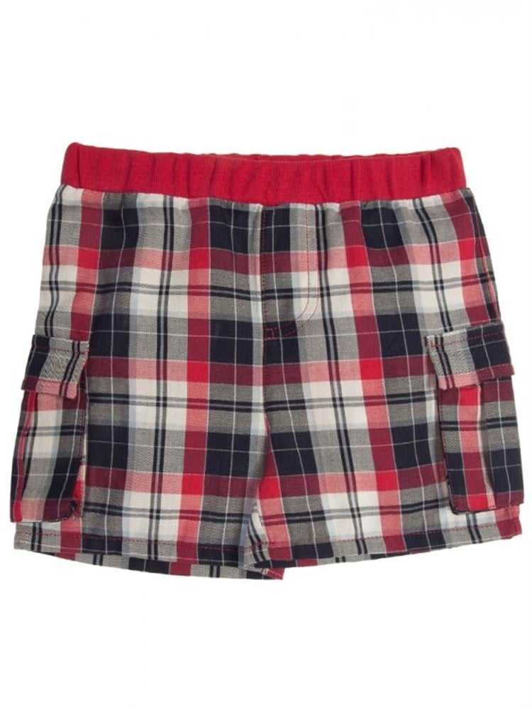 Bluekey Ekose Kargo Şort Kırmızı