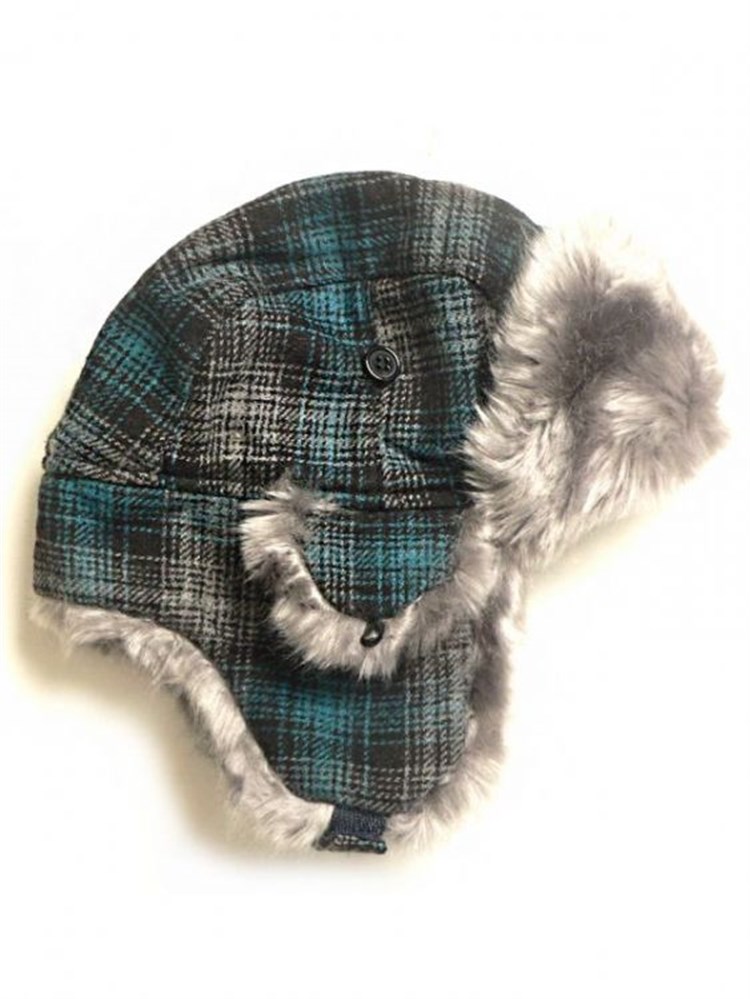 State of Kids Kürklü Şapka - Gri Ekose