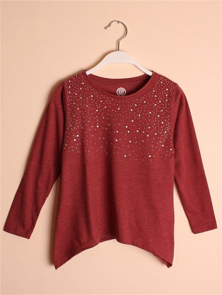 State of Kids Tunik - Taşlı - Bordo Melanj