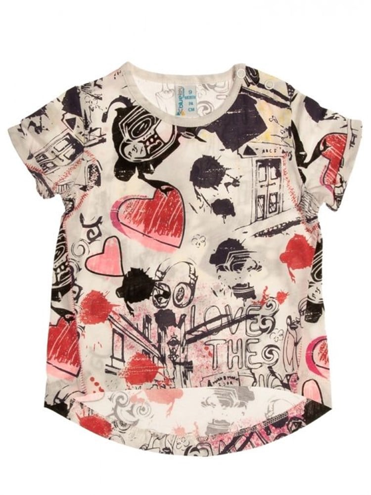 Bluekey T-Shirt - Desenli - Renkli