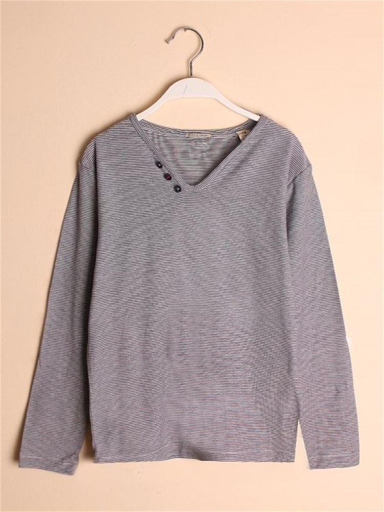 Scotch & Soda Çizgili Sweatshirt - Lacivert-Beyaz