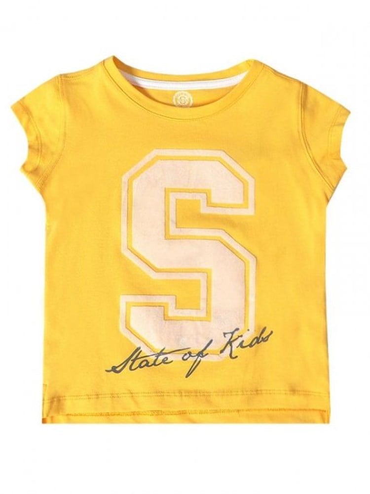 State of Kids S For State T-Shirt - Sarı