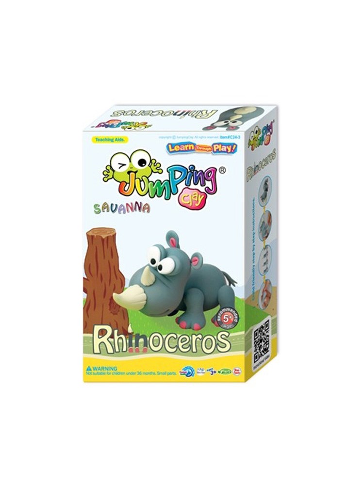 JumpingClay Afrika Hayvanları Seti Gergedan Oyun Hamuru