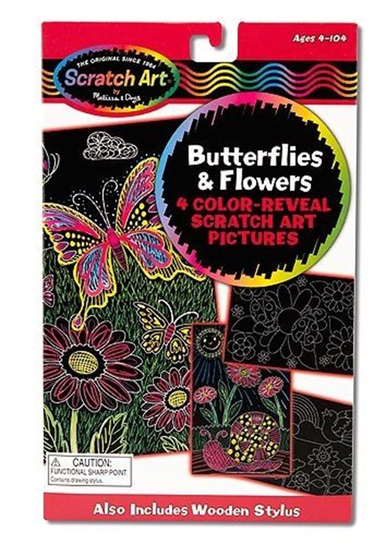 Melissa & Doug Renkli Kelebekler ve Çiçekler - Kazıma Sanatı