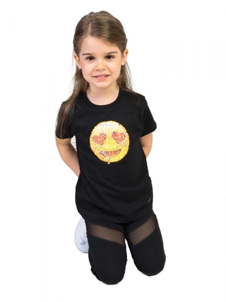 Familylook Black Family Emoji Çocuk T-Shirt