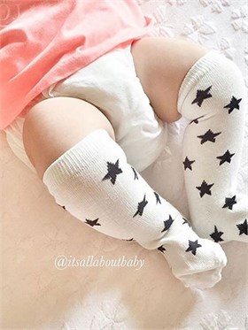 Beyaz Dizüstü Yıldız Çorap