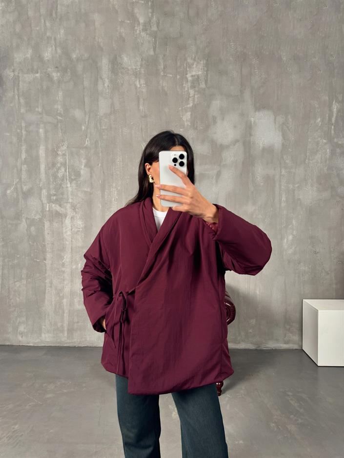 Gows ZR Model Bordo Önden Bağlamalı Mont