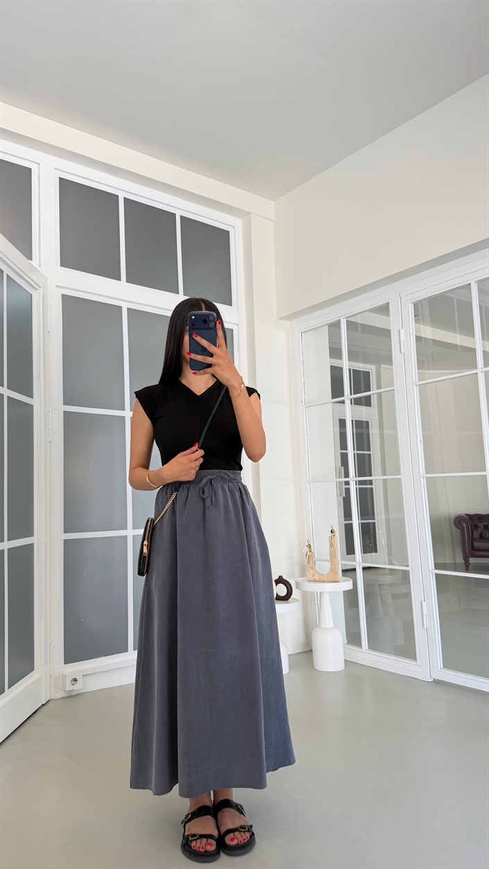 Gri MD Muadil Tencel Etek GAUS-01847