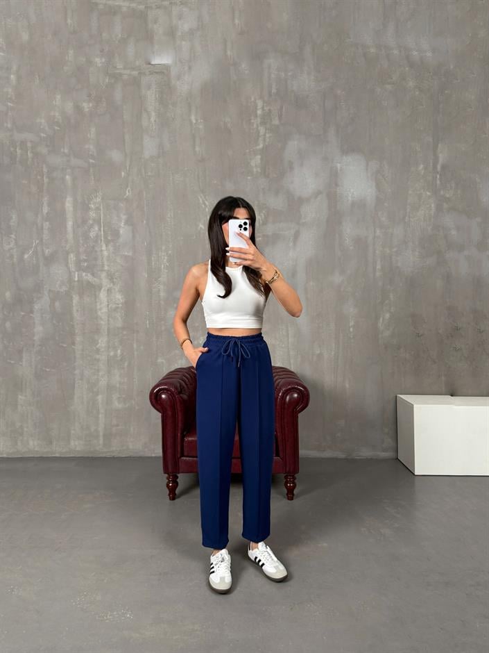 Sofya Lacivert Oysh Muadil Modal Kumaş Balon Pantolon