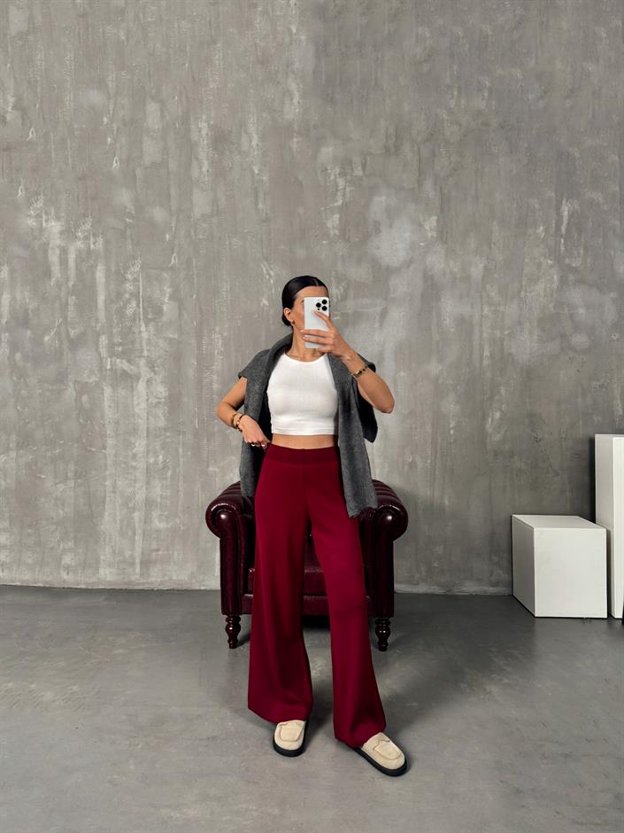 Jeny Bordo Triko Pantolon