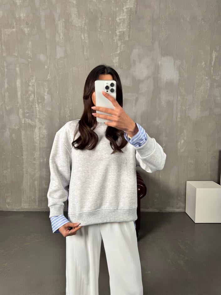 Jona Gri Gömlek Detaylı Sweat