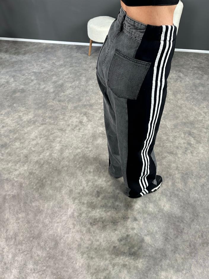 Füme Yanları Şeritli Tasarım Jean 
