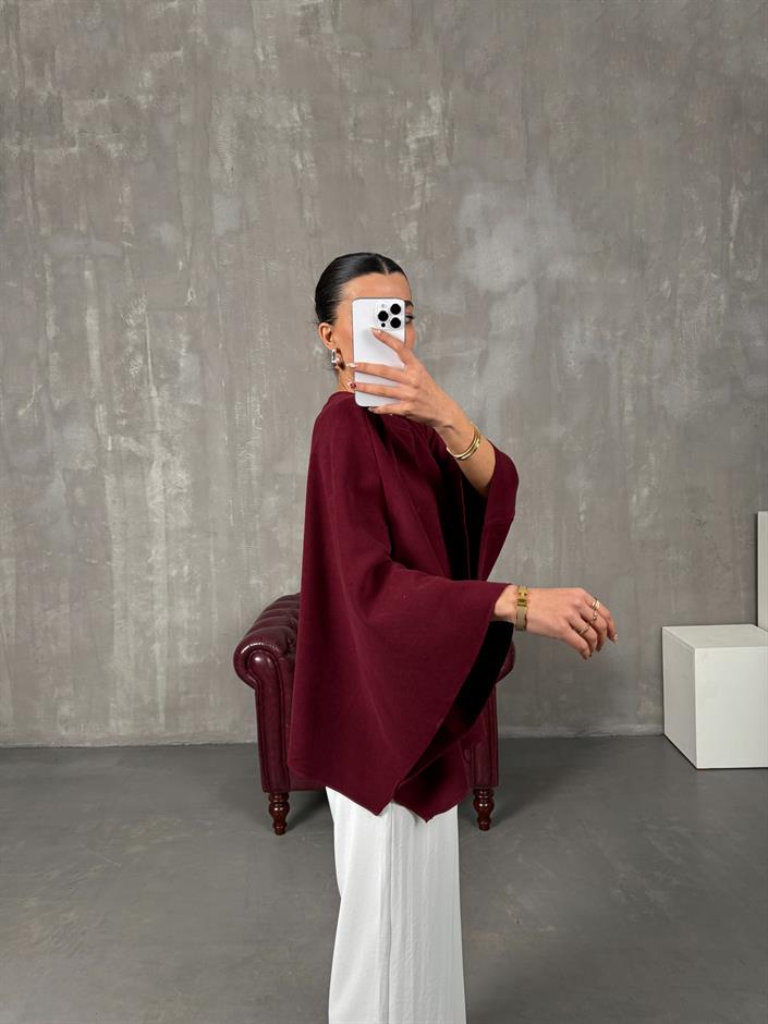 Bernis Bordo Yumuşak Triko Panço