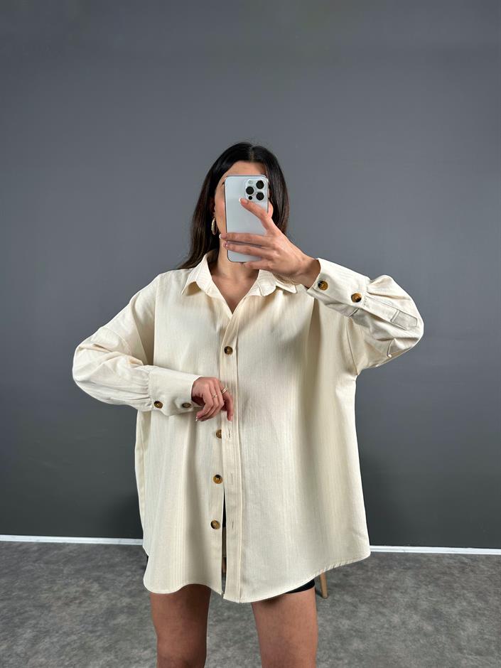 Oversize Gabardin Gömlek 