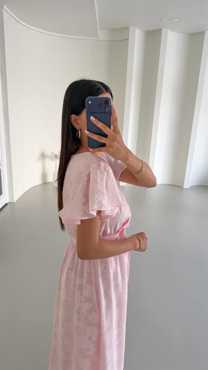 Pembe Kuşaklı Astarlı Pinterest Elbise GAUS-01657