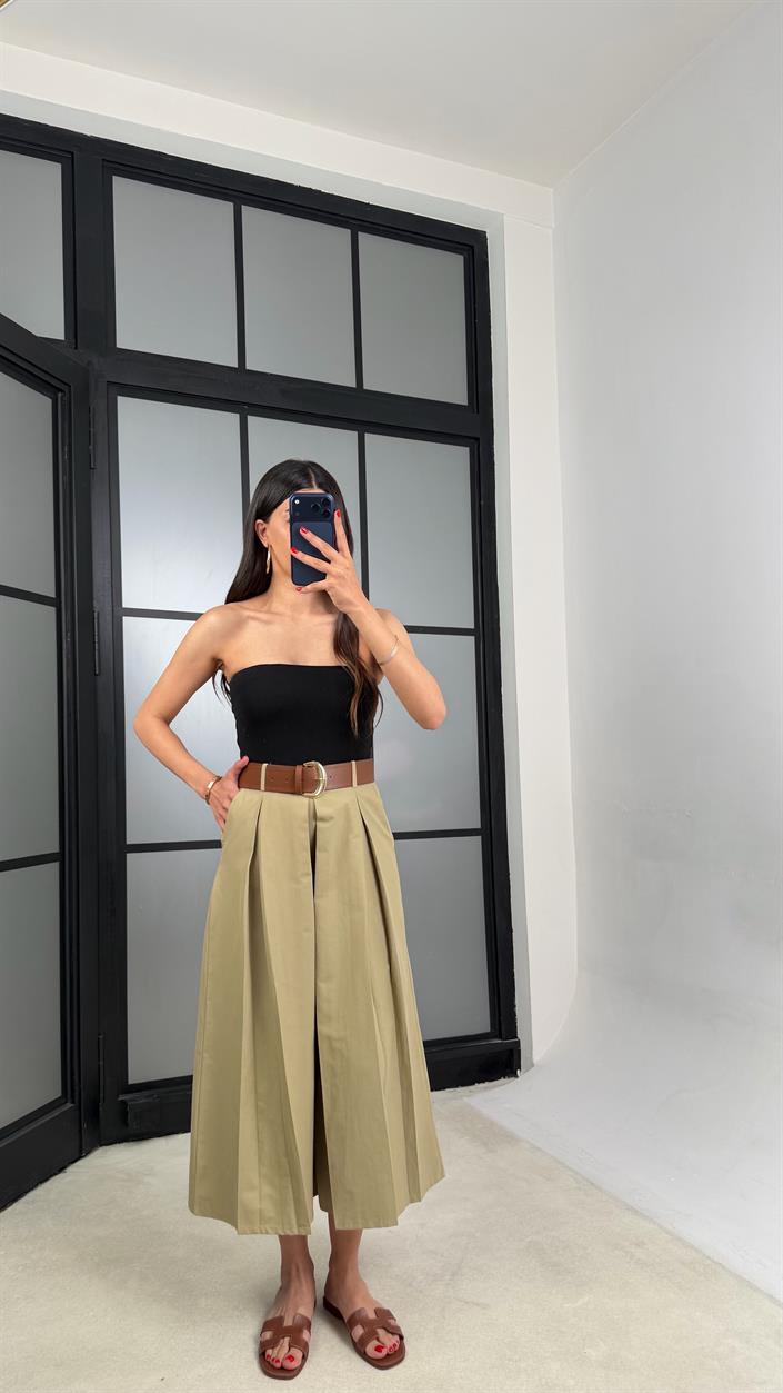 Yeşil Kemerli Etek Pantolon GAUS-01571
