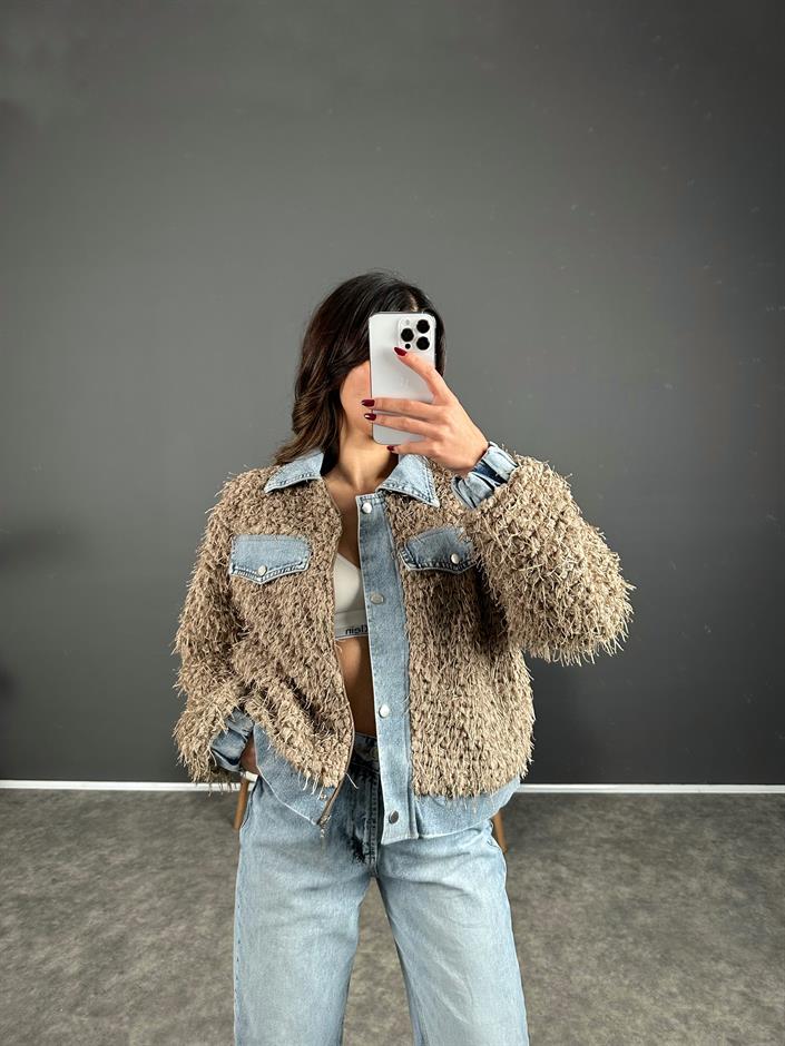 Püsküllü Denim Detaylı Ceket 