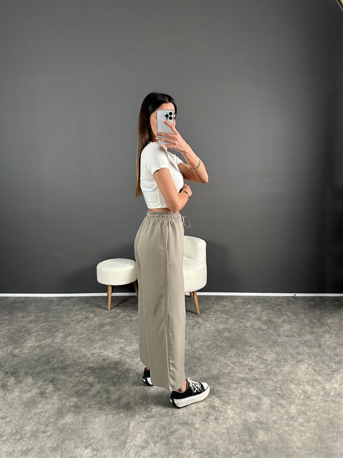 Premium Vizon Tensel Bilekte Bol Paça Pantolon