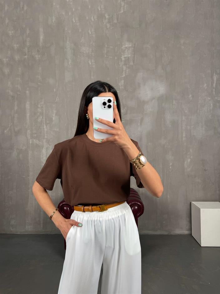 Kahve Bisiklet Yaka Tshirt Gaus00250