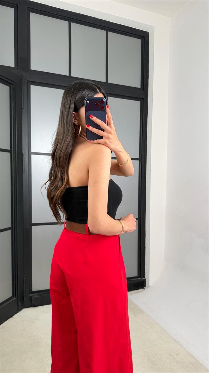 Kırmızı Kemerli Etek Pantolon GAUS-01571