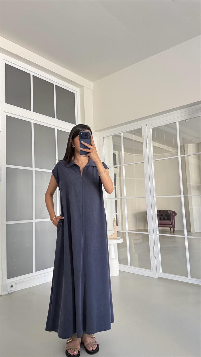Lacivert OYS Model Polo Yaka Basic Elbise GAUS-01728
