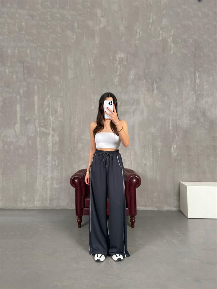 Antrasit Şeritli Modal Kumaş Eşofman Altı Gaus00180