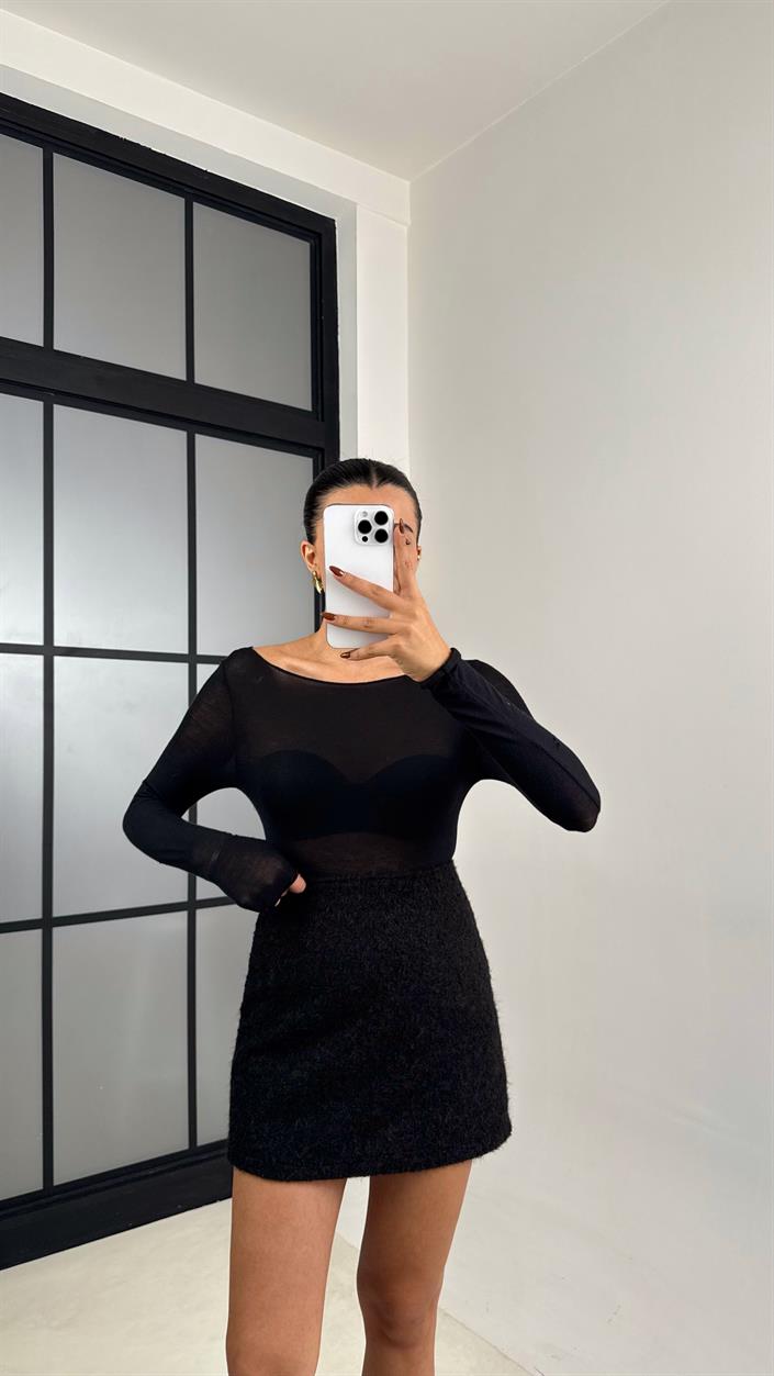 Siyah Keçeli Astarlı Etek GAUS-00222