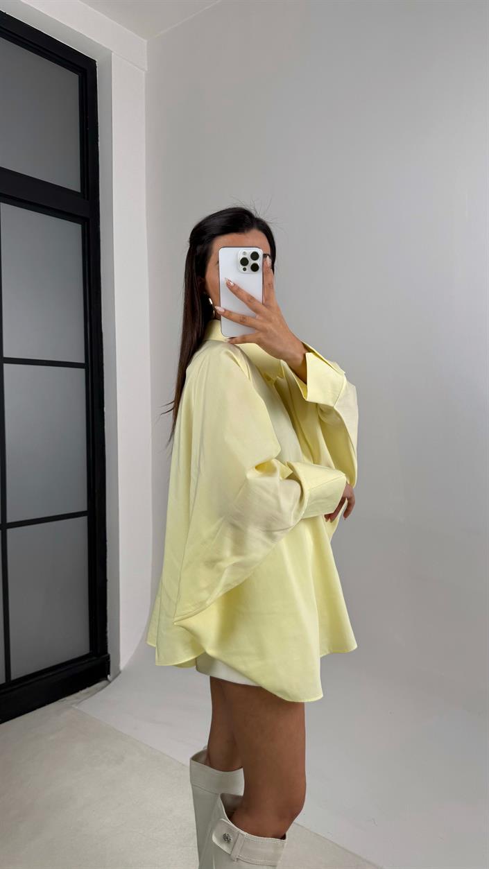 Sarı Yarasa Kol Oversize Gömlek GAUS-00117