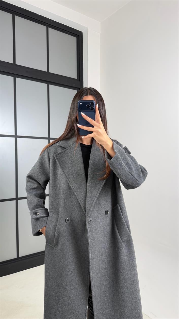 Antrasit MD Muadil Astarlı Kaşe Kaban GAUS-00613