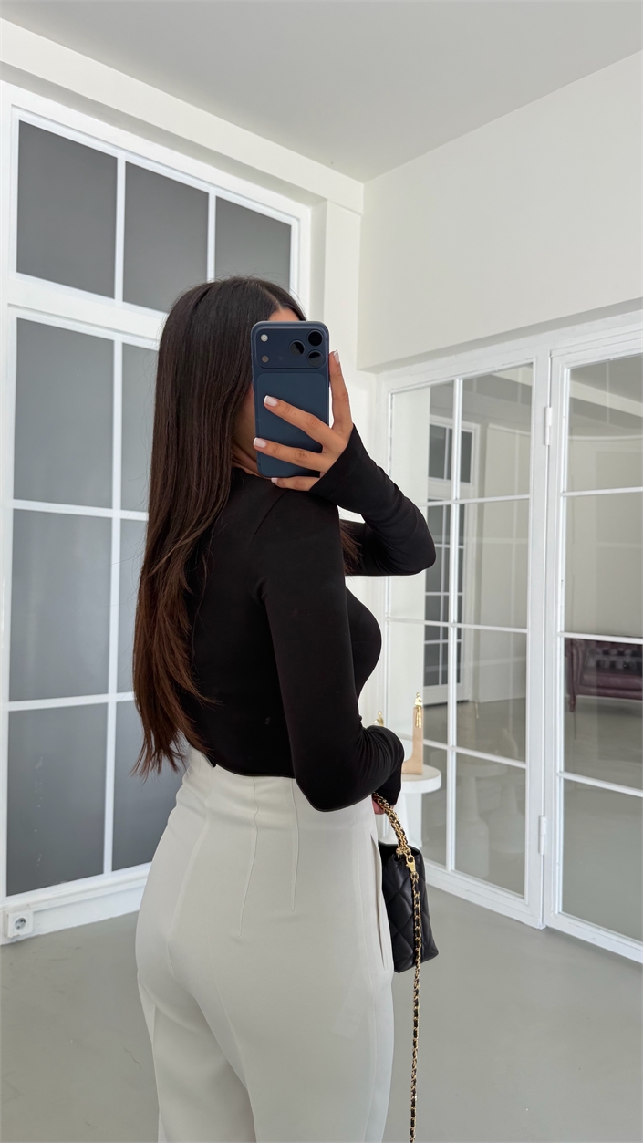 Siyah ZR Model Basic Parmak Geçirmeli Bluz GAUS-01991