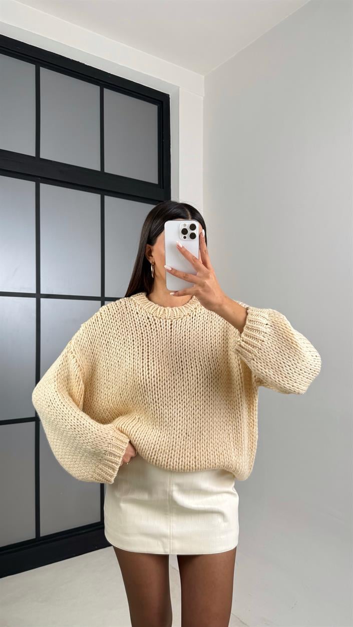 Krem Örgü Kazak GAUS-00129