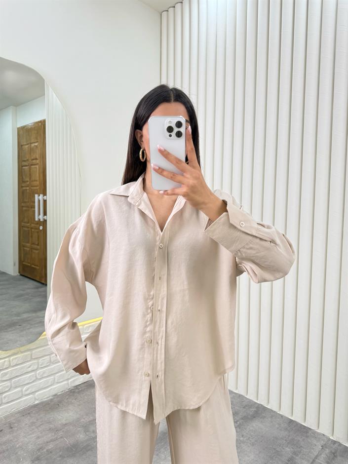 Taş  Gömlek Beli Lastikli Pantolon Premium Tensel Takım TNCL01 Gaus00322