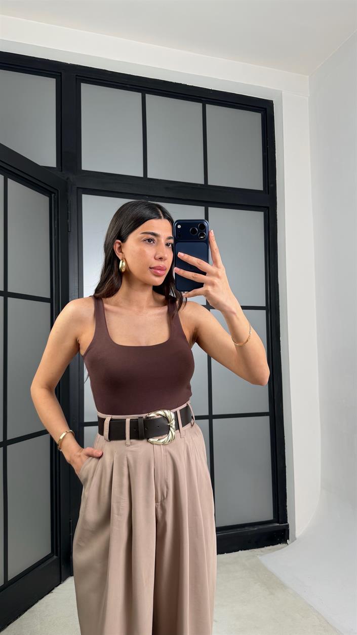 Vizon Kemerli Geniş Paça Pantolon GAUS-01339