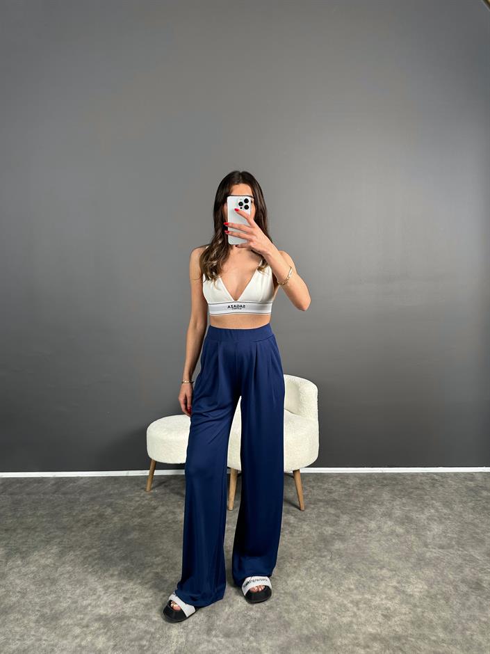 Anja Lacivert Pike Modal Kumaş Pantolon