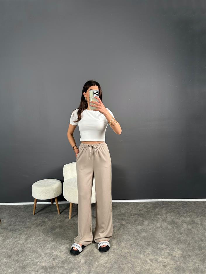 Nia Vizon Keten Beli Lastikli Pantolon